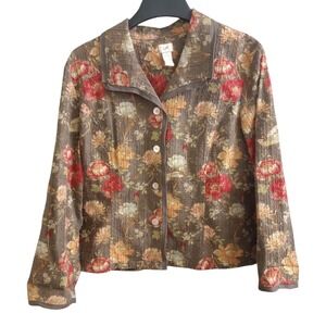 J.Jill Jacket Textured Fall Colors Cottagecore Neutral Earth Tones Petite XL